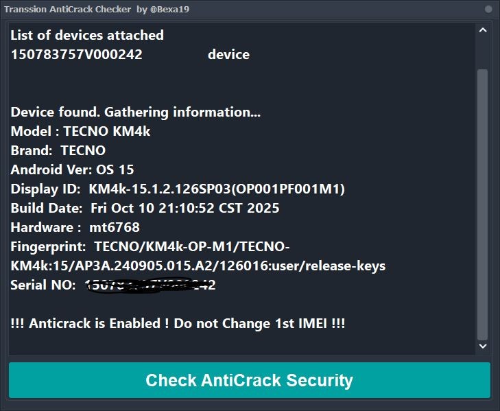 Transsion AntiCrack Checker Free Download for Tecno, Infinix & Itel